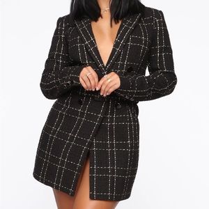 Belted Blazer Mini Dress - Black